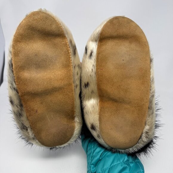 Native Alaskan Moccasins Slippers - Real Fur, Hand Stitched Bead Work - Sz 6.5-7 - Picture 4 of 5